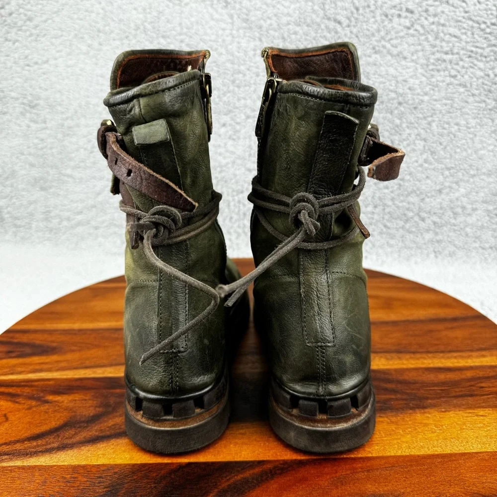 A.S.98 Green Lace Up Boots - Picture 7 of 12